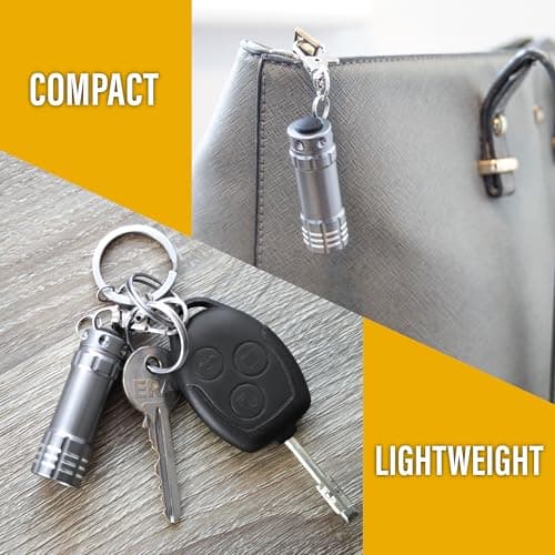 Uni-Com Keyring Torch with Carabiner Clip – Compact LED Keychain Flashlight, Aluminium Housing, Long-Life Batteries Included for Keys, Handbags, Backpacks, Belt Loops, Silver — view 3