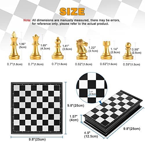 Snocyo Chess Board Set, Magnetic Folding Chess Set, Educational Toys Gifts, Portable Travel Chess Games, Board Games For Kids Adults (Glod/Silver) — view 3