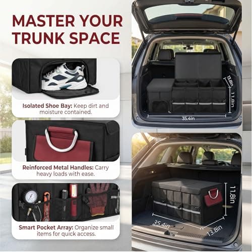 June&July story J&J Car Trunk Organizer 112L & Collapsible Cooler Bag 31.5L, Premium Durable Adjustable Storage for Road Trip Essentials, Car Accessories for Men & Women, Suv、Truck (Extra Large) — view 3