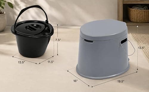 5L Portable Camping Toilet with Lid & Removable Bucket – Lightweight Travel Toilet for Adults with Paper Holder & Carry Handles – Compact Outdoor Toilet for Camping, Caravan, Festival & Emergency Use — view 3