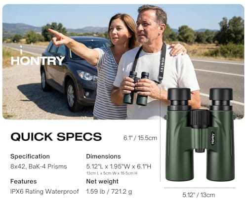 Hontry High Power 8x42 Binoculars for Adults Bird Watching (Green) — view 2