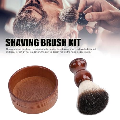 Srliya Hair Shaving Brush Bowl Lightweight Portable Shaving Kit Aesthetic Handle Traveling Men, Imitation Animal Hair — view 4