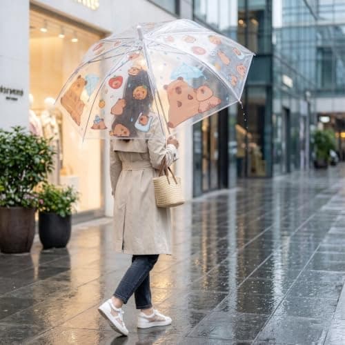 Clear Umbrellas Auto 3 Fold Travel, Transparent Compact Umbrella for Outdoor Rain Protection. — view 4