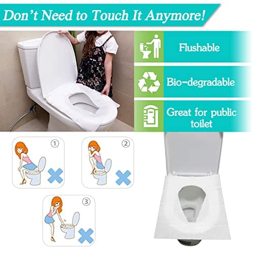 MAIYADUO 60PCS Disposable Toilet Seat Covers, Flushable Toilet Seat Covers for Kids Adults Pregnant Women, Disposable Toilet Seat Cover for Travel, Use in Public Toilets — view 2