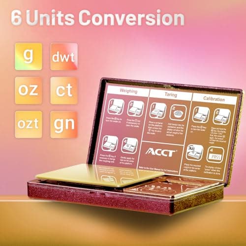 ACCT Digital Pocket Scale, Mini Scales, 0.01g x 500g, Jewely Scale, Gram and oz 6 Units, Tare, Accurate Jewellery Scales (Pink) — view 5