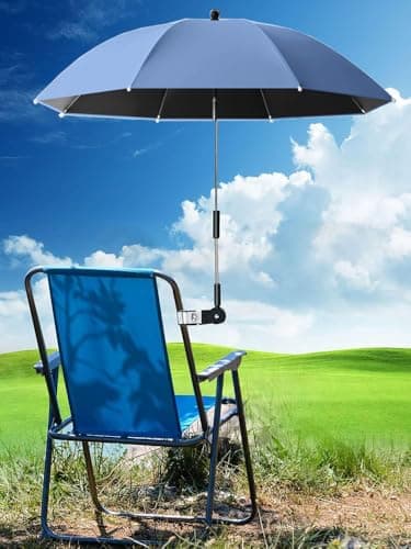 KEEMEN Chair Umbrella with Clamp Portable Clip on Umbrella for Beach Chairs Outdoor Patio Stroller Wheelchairs Golf Carts(Blue) — view 2