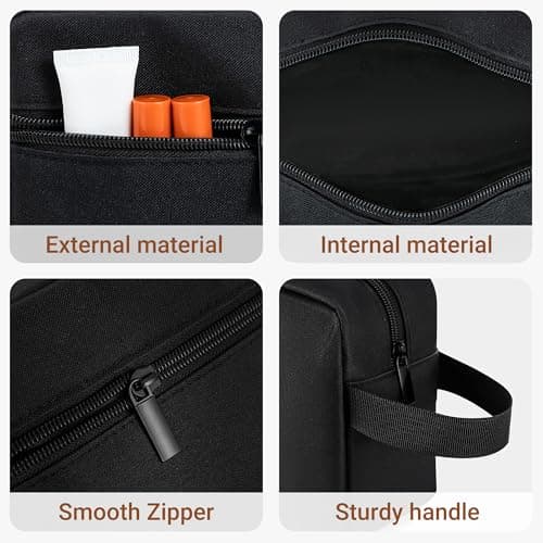 Elviros Lightweight Hanging Travel Toiletry Bag Small for Women Men, Black — view 4