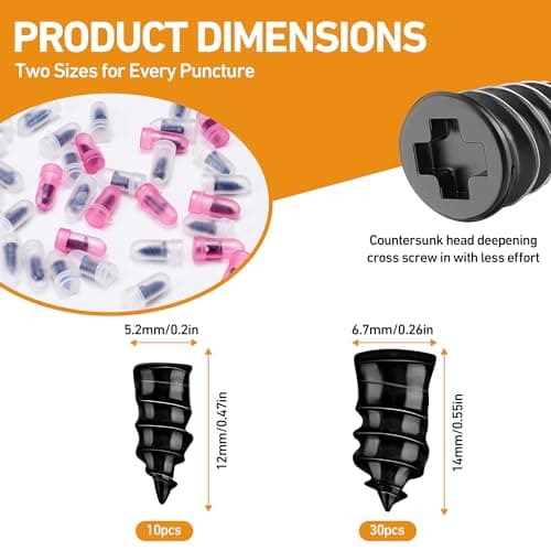 MetFun 40 PCS Quickfix Tyre Repair Screw Kit with 2 Tubes of Sealant Glue — view 2