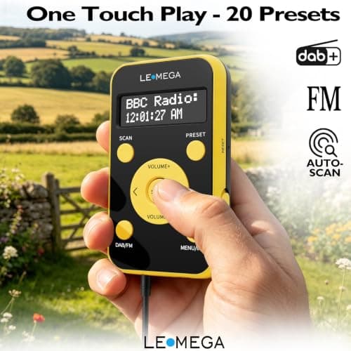 LEMEGA PR1L Pocket DAB/FM Digital Radio,Rechargeable,Earphones Incl,Yellow — view 4
