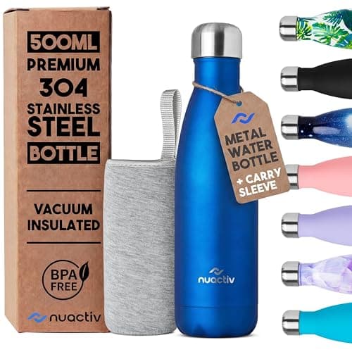 Nuactiv Stainless Steel Water Bottle 500ml Vacuum Insulated Metal Flask