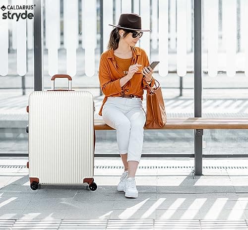 CALDARIUS Hardshell Luggage | Durable Suitcases | Lightweight & Secure with Combination Lock | Smooth 4 Dual Spinner Wheels | Ideal Travel Bag & Luggage Sets (White, Large 28") — view 5