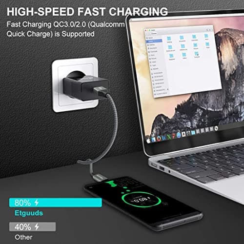 etguuds Extra Short USB C Cable 2Pack 0.15M, USB A to USB C Charger Cable — view 4