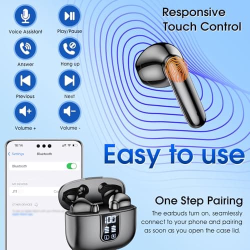 Wireless Ear buds 6-Mic Noise Canceling Large Dual LED Display 35H Playtime — view 6