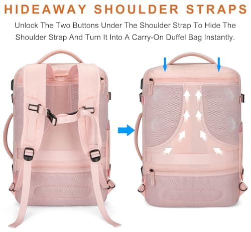 Lumesner Carry on Backpack, Extra Large 40L Flight Approved Travel Backpack for Men & Women,Expandable Large Suitcase Backpacks With 4 Packing Cubes (Pink (Bag With 3 Packing Cubes), Extra Large) — view 6