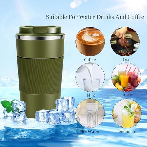 Eastrise Travel Mug,Insulated Coffee Cup with Leakproof Lid,Reusable Travel Coffee Mug,Stainless Steel Coffee Cup for Hot or Cold Drinks(Green/18oz) — view 4