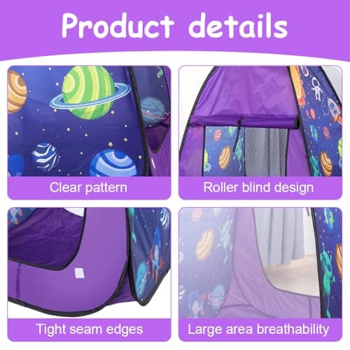 Jonuin Pop Up Play Tent, Pop Up Tents for Kids, Astronaut Spaceship Space Playhouse, Foldable Kids Tent with Carry Bag, Indoor & Outdoor Play Tents for Boys Girls Toddlers (Space) — view 6