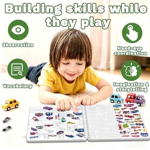 Kalysky Find Cars Sticker Book for Kids,Search Hidden Vehicle Activity Book — view 6