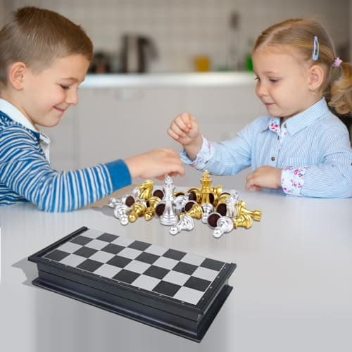 Xwin Sportseries Chess Board Game Set for Kids Adults with Magnet Case Pieces Gold & Silver, Travel Folding Chess Tournament Compact Educational Gift Toys for Kids 5+ Year Old Boys Girls — view 5