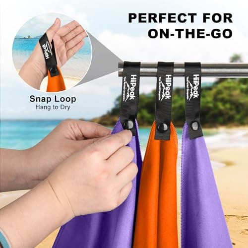 HiiPeak Microfibre Towel Compact Camping Beach Towel - Quick Dry Lightweight Absorbent Sports Gym Swimming Hiking Drying Towel for Men,Women (Orange-2pack, 160cm x 80cm + 80cm x 40cm) — view 3