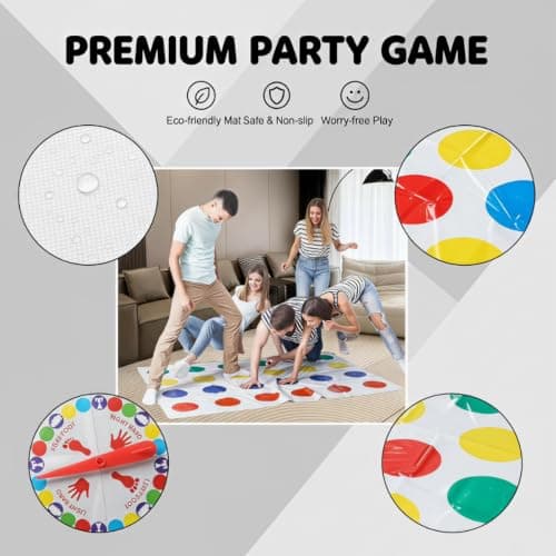 XIMU-SHANGDIAN Twister Floor Mat Multi-Player Balance Party Game for Adults — view 5