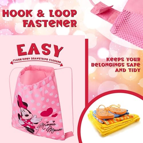 Disney Stitch Drawstring Bags for Kids Swimming Bag Spiderman String Backpack School PE Kit Travel Beach Holiday Sports Gym (Pink Minnie) — view 5