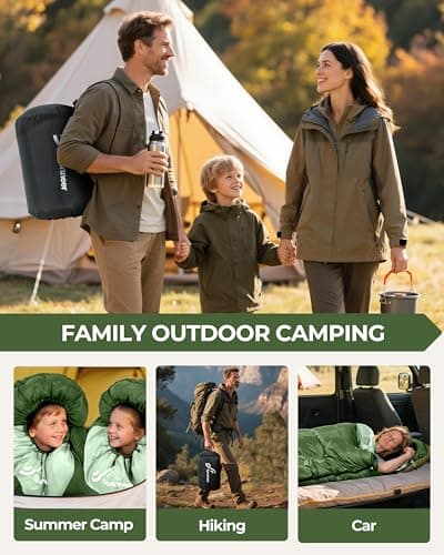 Sportneer Sleeping Bags for Adults - Kids Sleeping Bag 3-4 Season Lightweight Backpacking Sleeping Bag Cold Weather & Warm, Compact, Single Adult Girls Boys Camping Sleep Bag — view 3