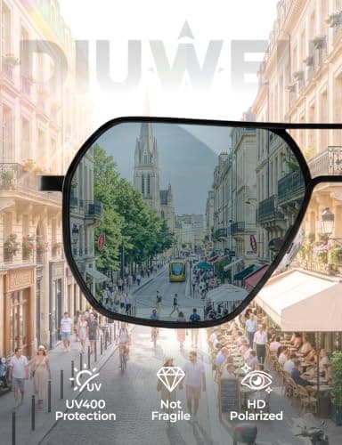 DIUWEU Polarised Aviator Sunglasses, Metal Frame Square Sunglasses Mens, UV400 Protection, Classic Sun Glasses for Driving, Travel — view 6