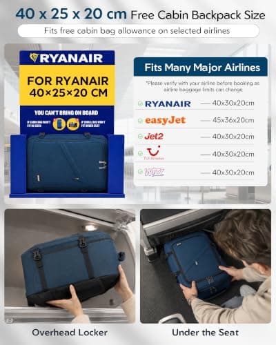 Kono Ryanair Cabin Bags 40x25x20 Underseat Carry on Travel Backpack — view 2