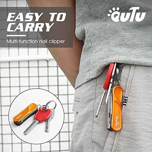 OUTU Keychain Nail Clippers Multitool, 7 in 1 EDC Utility Tool with Nail Clipper, Scissors, Gifts for Him Men Husband Dad Boyfriend (Orange) — view 6