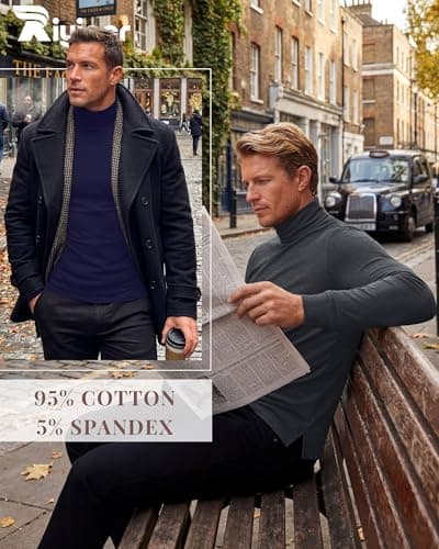 Riyiper 3 Pack Men's Thermal Turtleneck Long Sleeve Shirts 3Color L — view 4