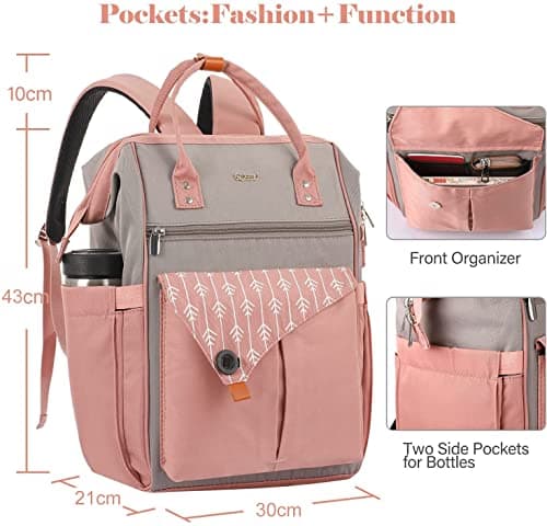 RJEU Backpack, School Backpack for Uni Leisure Job, Beautiful and Sophisticated Daypack with Laptop Compartment & Anti Theft Pocket, Waterproof Backpack Gifts for Mum Girl For Birthday, Hy58-pink — view 4