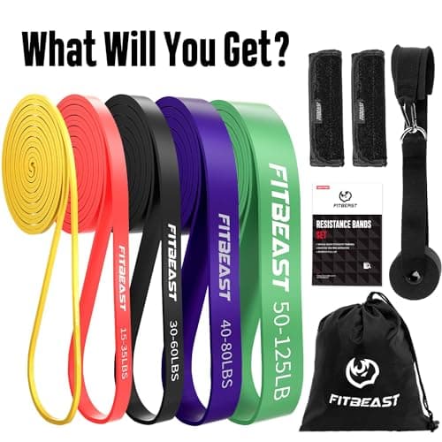 FitBeast Pull Up Bands Set, 5 Different Levels Resistance Band Pull Up for Calisthenics, Bodyweight Training, Muscle Toning, Yoga, Stretch Mobility, Pull Up Assistance Bands (Multicolor 5-125 LBS) — view 5