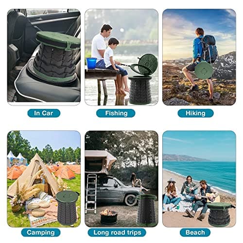 ALEVMOOM XXL Portable Toilet for Camping,880lbs Capacity,19.7" H Adjustable Portable Toilet with 7 Garbage Bags,Porta Potty for Adults,Collapsible Luggable Loo for Camping/Travel/Car/Hiking Green — view 6