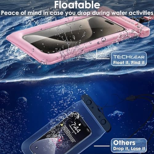 TECHGEAR Waterproof Phone Pouch, IPX8 Floating Case for Swimming, Waterproof Phone Bag with Lanyard Compatible for iPhone 17 16e 16 15 14 13, Samsung Galaxy S25 S24 S23 S22+ S21 Ultra A17 A35 A26 A56 — view 5