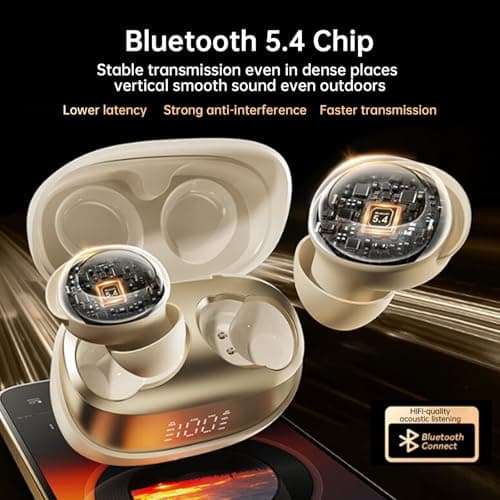 biaze Wireless Sleep Earphones,Side Sleep Earphones with Noise Reduction Function in Ear with Bluetooth 5.4,LED Display 3g Mini Earbuds,30H Long Battery Life Compatible with Apple and Android,Beige — view 6