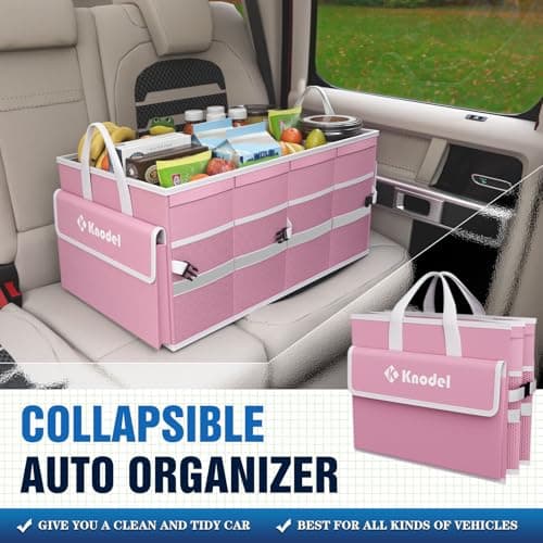 K KNODEL Car Boot Storage Organiser with Cover for SUV (Medium, Pink) — view 4