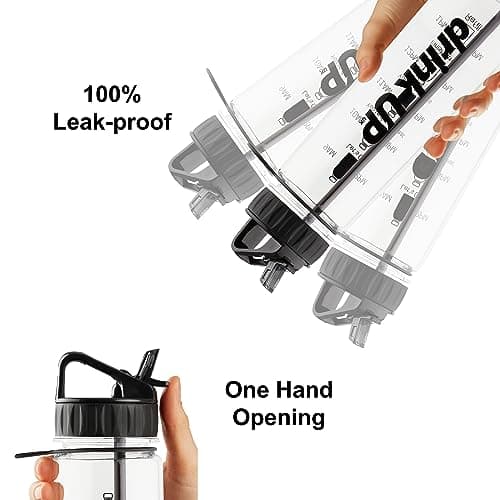 DrinkUp Motivational Water Bottle with Time Markings & Straw 900ml | Leak-Proof BPA-Free Hydration Tracker | Ideal for Gym, School, Office, Hiking & Cycling | Women & Men — view 2