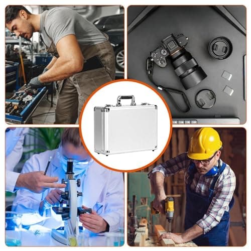 Aluminium Toolbox - Portable Tool Case, Aluminum Alloy Toolbox, Aluminum Storage Box, Aluminum Alloy Small Storage Box, Square Storage Organizer With Sponge Lining For Jewelry 25.5x16.5x9.5cm — view 5