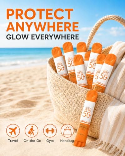 24 Pack Mini Travel Sun Cream, Sunscreen SPF 50+, Travel Size Sunscreen for Face & Body, Portable Skincare Set for Handbag, Holidays, Commute, Beach & Outdoor Trips, Mini 8g Tubes — view 3