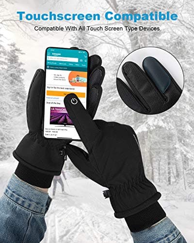 coskefy Thermal Gloves, -20℉ Coldproof Touchscreen Ski Gloves Waterproof Winter 3M Thinsulate Snow Mitten for Walking Hiking — view 4