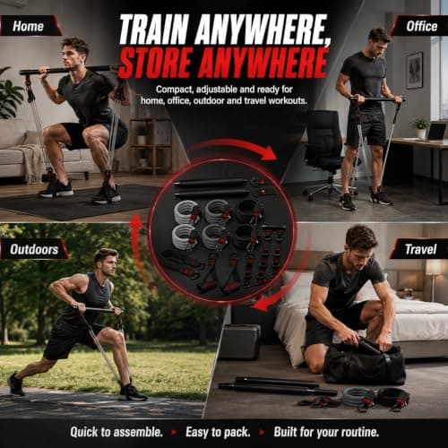 Pilates Bar Set with 6 Resistance Bands, 270lb Heavy Duty Home Gym Workout Kit — view 6