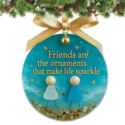 Friendship Ornaments for Women Friends Sea Glass Ceramic Keepsake Female