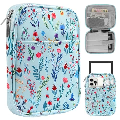 HoYiXi Universal Sleeve Bag for 6-6.8 inch E-Book Reader Compatible with 6.8" Kindle Paperwhite 2025-2012/6" All-new Kindle/Kobo/PocketBook,6" EReader With Anti-Drop Protective Cover,flower 2