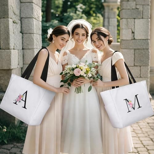 KALIDI Personalized Beach Tote Bag A-Z Initial Alphabet with Zip for Women — view 2