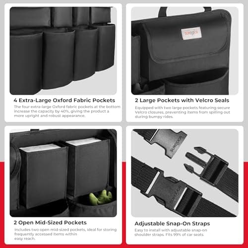 SURDOCA Car Boot Organiser Hanging, 8 Fabric Pockets, Oxford Storage XL — view 5