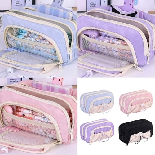 Pencil Case Multi-Layer Fabric with Large Capacity for School Supplies, Teens Kids Travel Essentials Multi-Pocket Storage for Students Art Tools — view 2