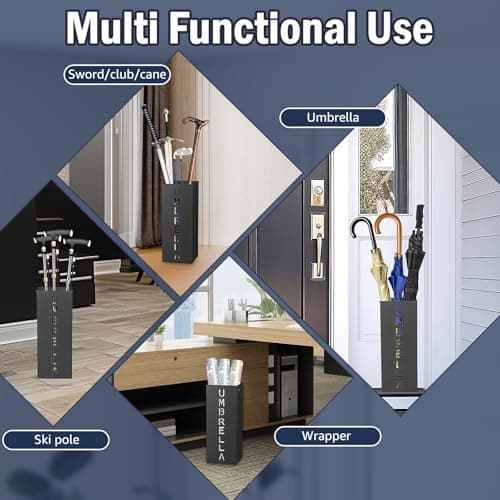 NZWBSHSSP Metal Umbrella Stand, Freestanding Square Mesh Umbrella Holder Walking Stick Stand for Home, Entryway, Office, Hotel and Supermarket Walking Stick Holder(Black) — view 6