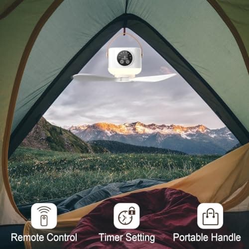 Portable Camping Fan, 7200 mAh Tent Fans with LED Light, Remote Control — view 5