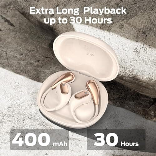 oraolo Open Ear Headphones, Wireless Earbuds with Bluetooth 5.4, Open Ear Earbuds for Running, Sport Earphones with Ear Hooks, 30H Playtime IPX5 Waterproof Headphones for Gym, Fitness (White) — view 4