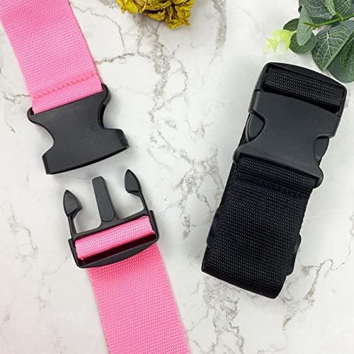 Luggage Suitcase Straps Set, Travel Accessories Thickened Luggage Belt with Quick Release Buckle, Adjustable Black Travel Luggage Straps for Suitcase Baggage (Pink, 2 PCS Set),(DBD001) — view 3